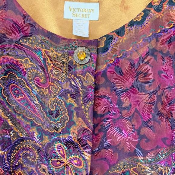 Victoria's Secret Gold Label Semi Sheer Paisley Print Button Down Top Si… - Picture 2 of 11